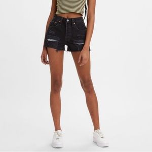 WOMEN'S 501 ORIGINAL HIGH RISE SHORTS - BLACK DESTRUCTED - W25, brand NWOT